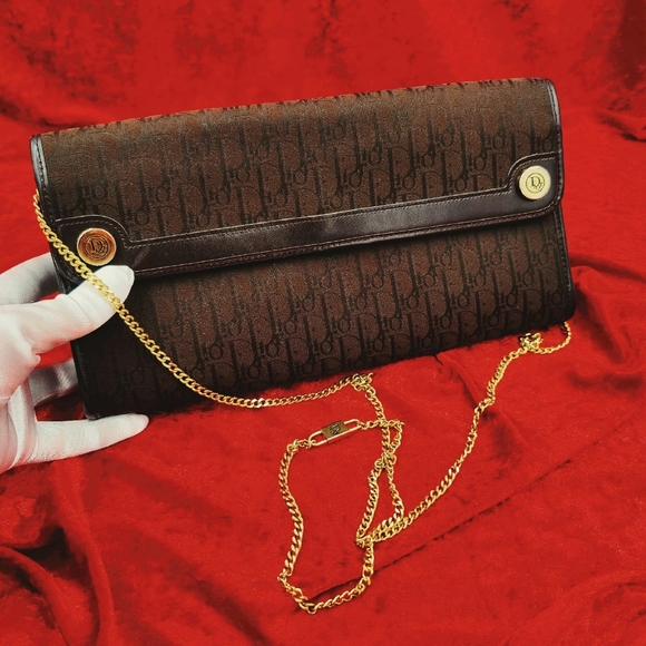 Christian Dior Vintage Clutch Purse Authentic Monogram Made France Frame 1980s - Picture 3 of 12